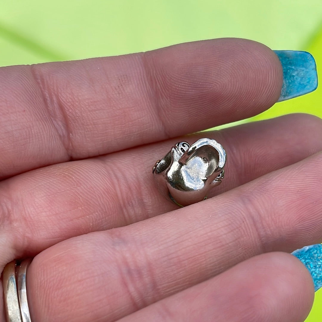 Skull Charm With Gold Tone Roses