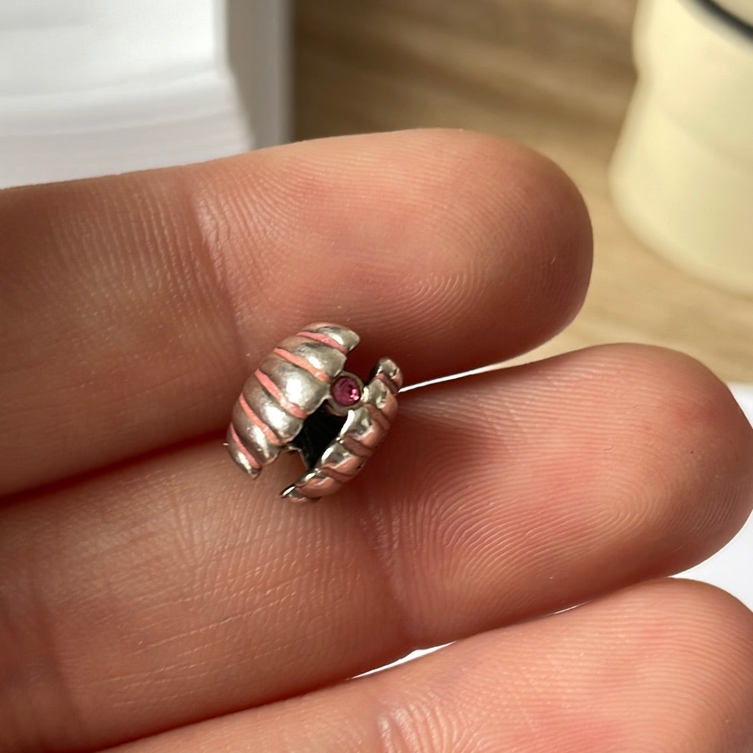 Genuine Chamilia Pink Enamel Sea Shell CZ Charm