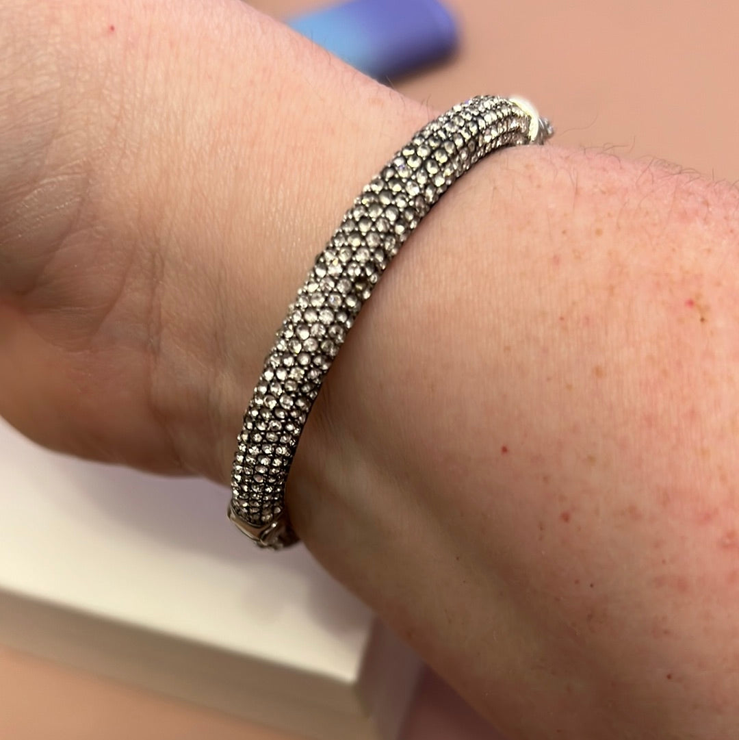 Genuine Juicy Couture Pave CZ Hinged Bangle Pave Crown 19cm