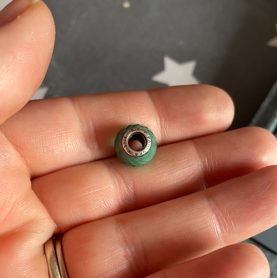 Genuine Pandora Petite Facet Murano In Mint Green
