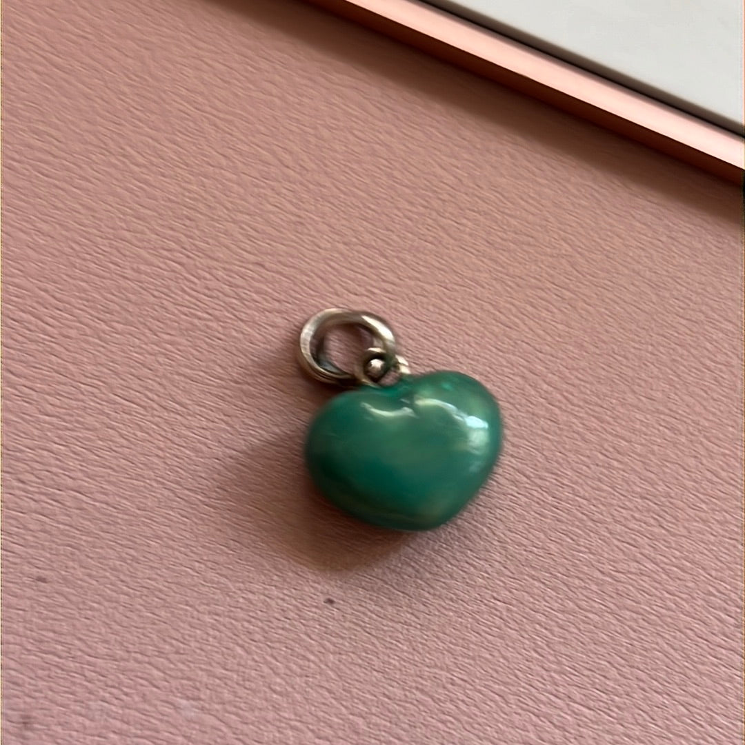 Genuine Links of London Green Enamel Heart Charm fits on Sweetie Bracelet