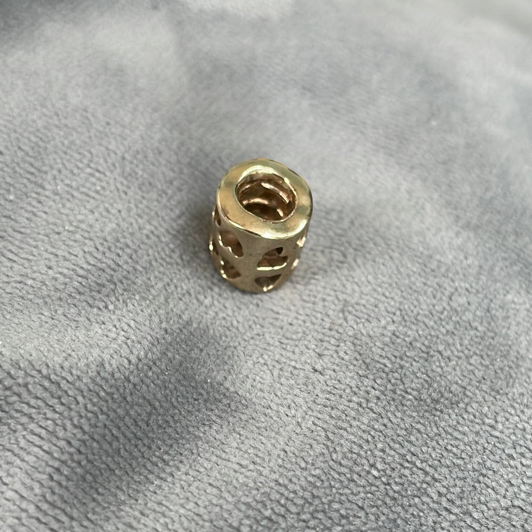 Genuine Pandora Solid 14ct Gold Tunnel Heart Openwork Charm HTF