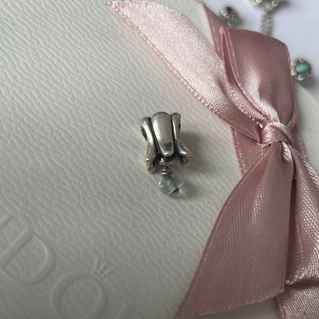 Genuine Pandora Dangle Tulip With Dangle Stone HTF Charm