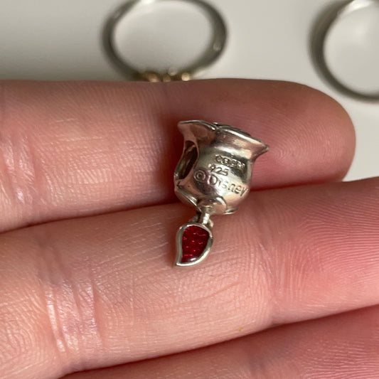 Genuine Chamilia Belle's Rose Dangle Beauty and the Beast Charm Enamel