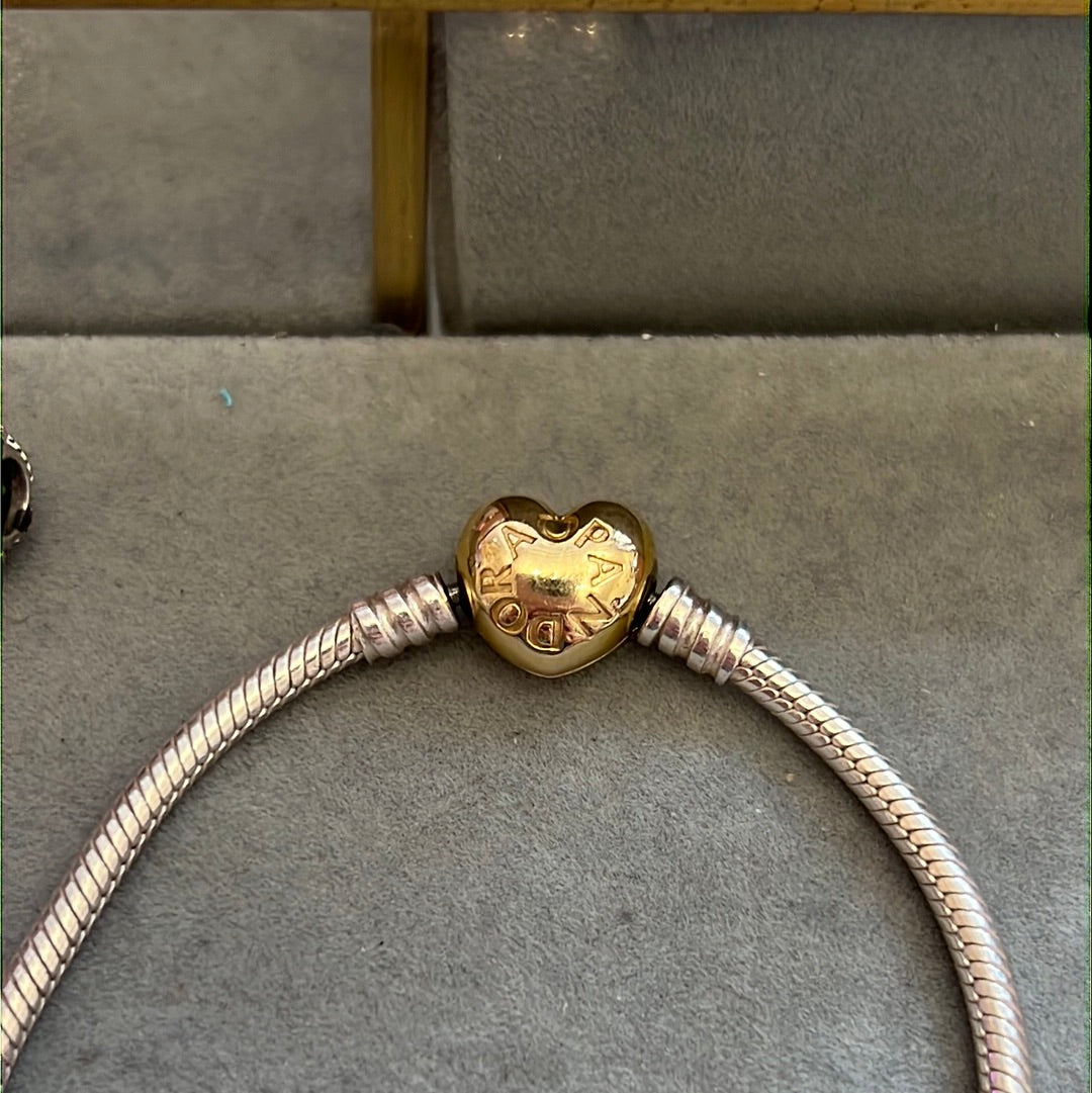 Genuine Pandora Shine Gold Heart Clasp Bracelet Various Sizes