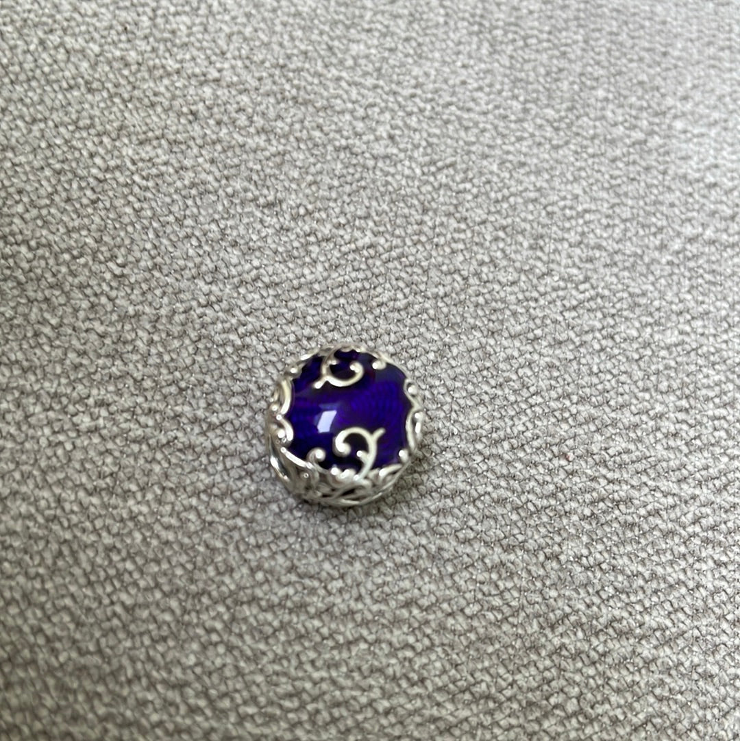 Genuine Pandora Purple Enamel Regal Beauty Openwork