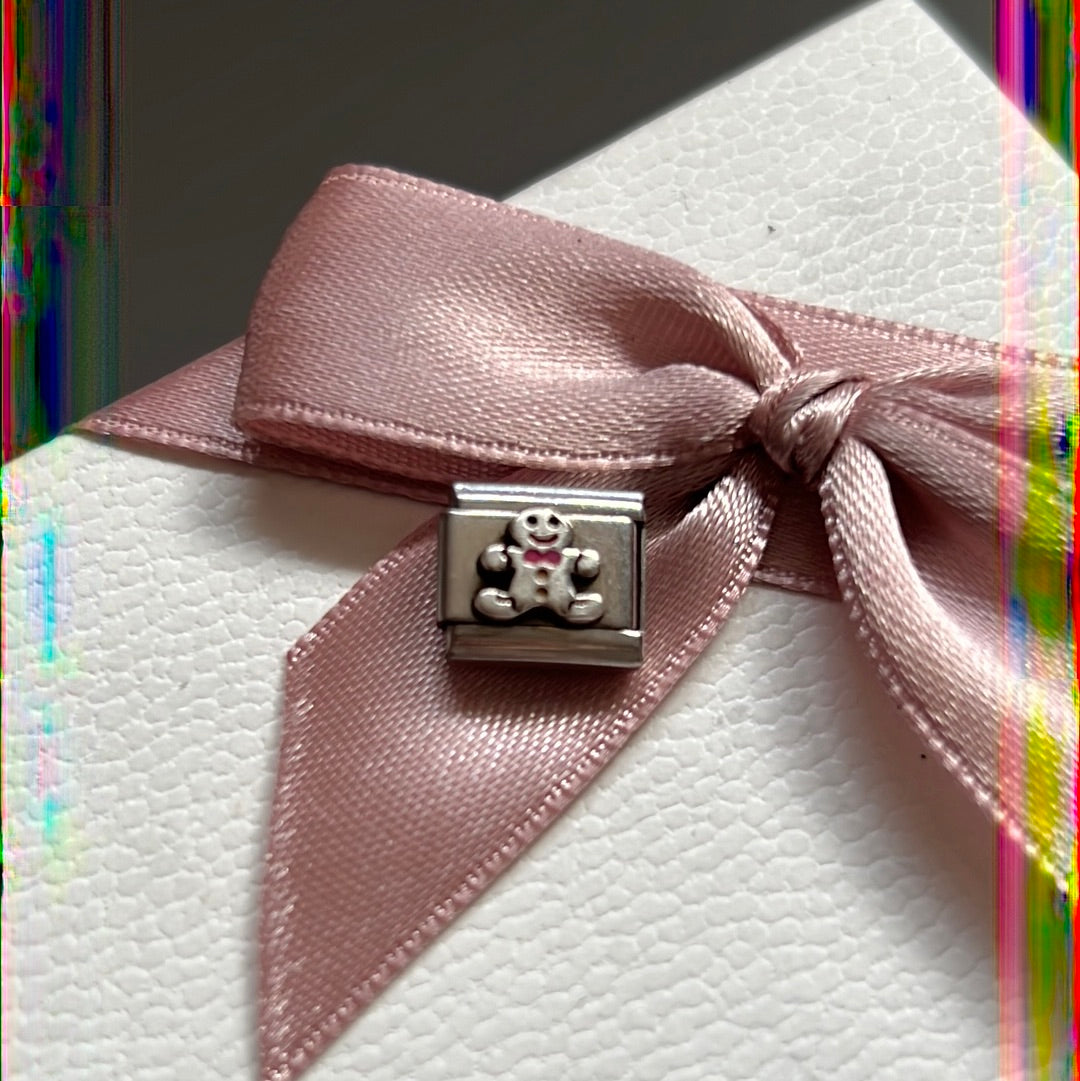 Genuine Nomination Silver Link Charm Christmas Enamel Gingerbread Man