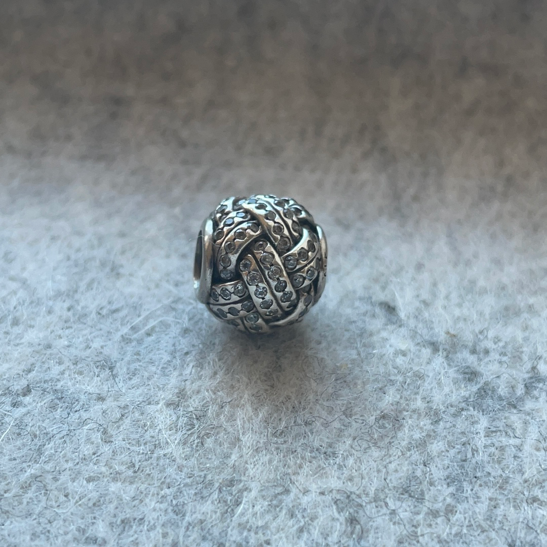 Genuine Pandora Pave Sparkling Basket Weave Knot Charm