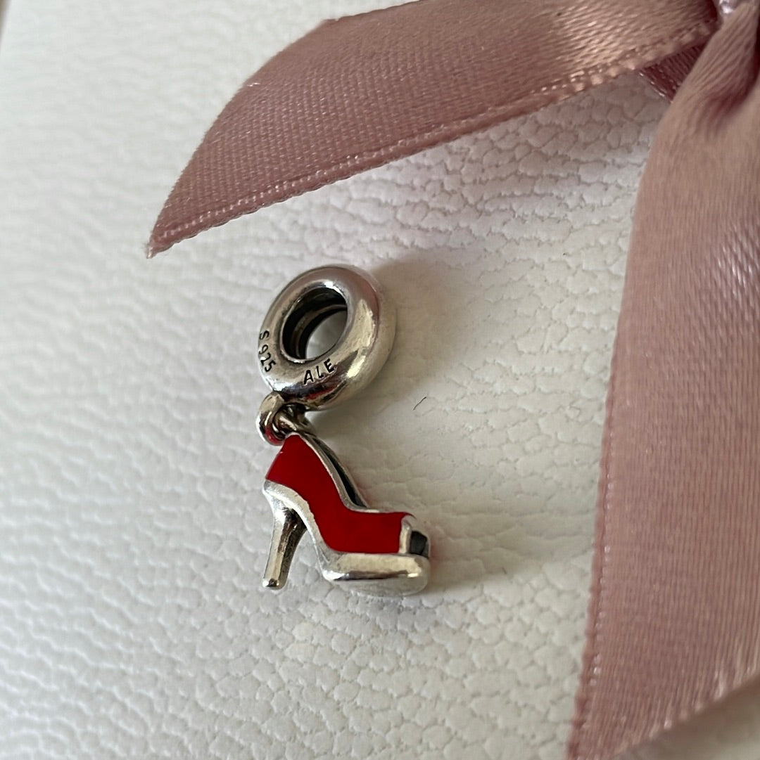 Genuine Pandora Red Enamel High Heeled Shoe Dangle