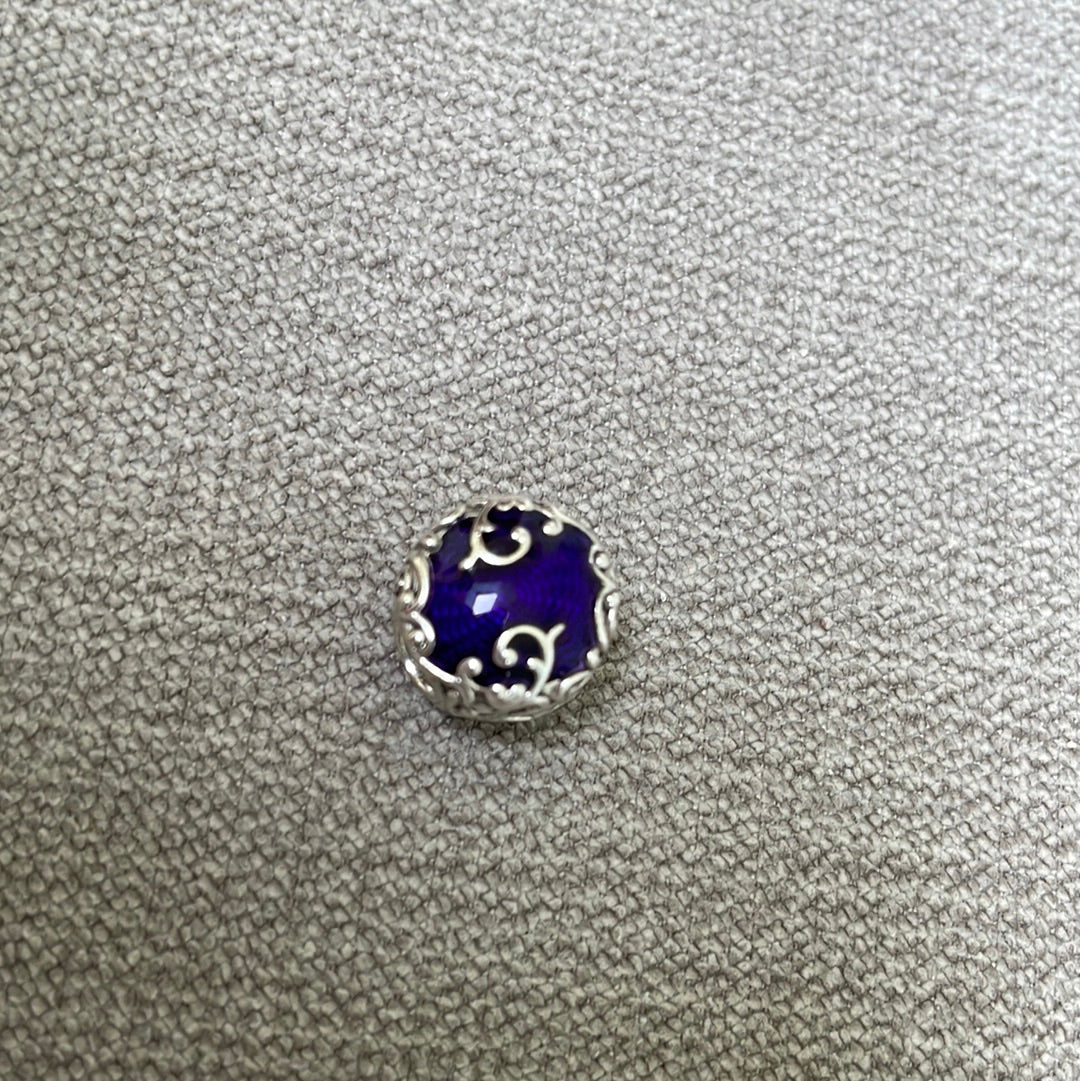 Genuine Pandora Purple Enamel Regal Beauty Openwork