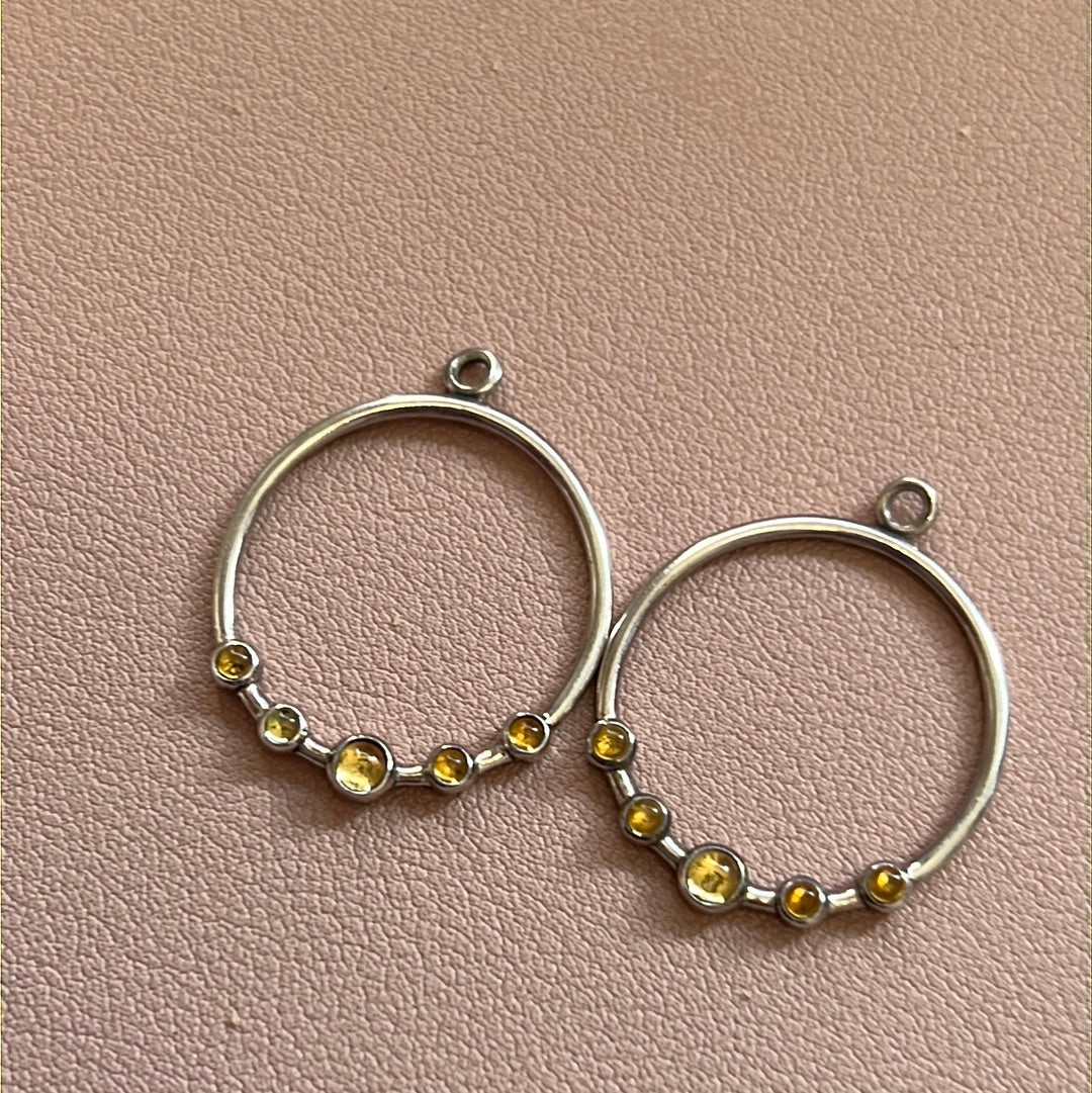 Genuine Pandora Yellow Citrine RARE HTF Compose Charms for Earrings