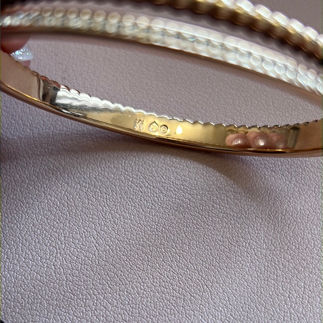 Genuine Swarovski Pave Crystal Rose Gold Beaded Line Hinged Bangle M