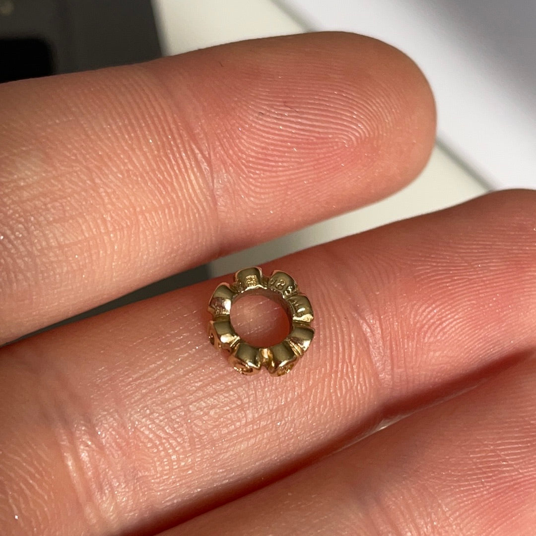 Genuine Pandora Solid 14ct Gold Tiny Roses Swirl Spacer Charm HTF