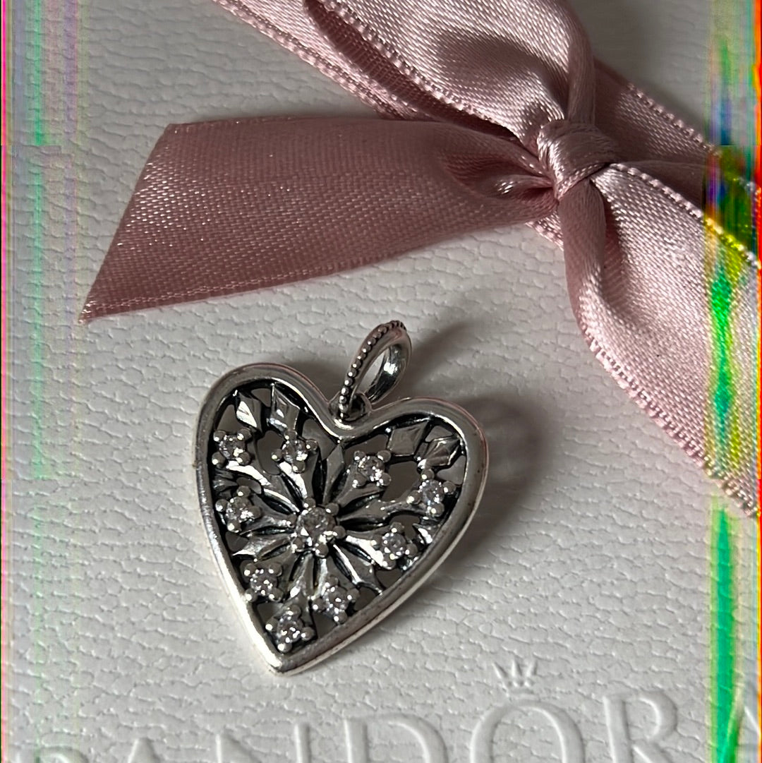 Genuine Pandora Snowflake You Melt My Heart Charm Large Pendant Necklace