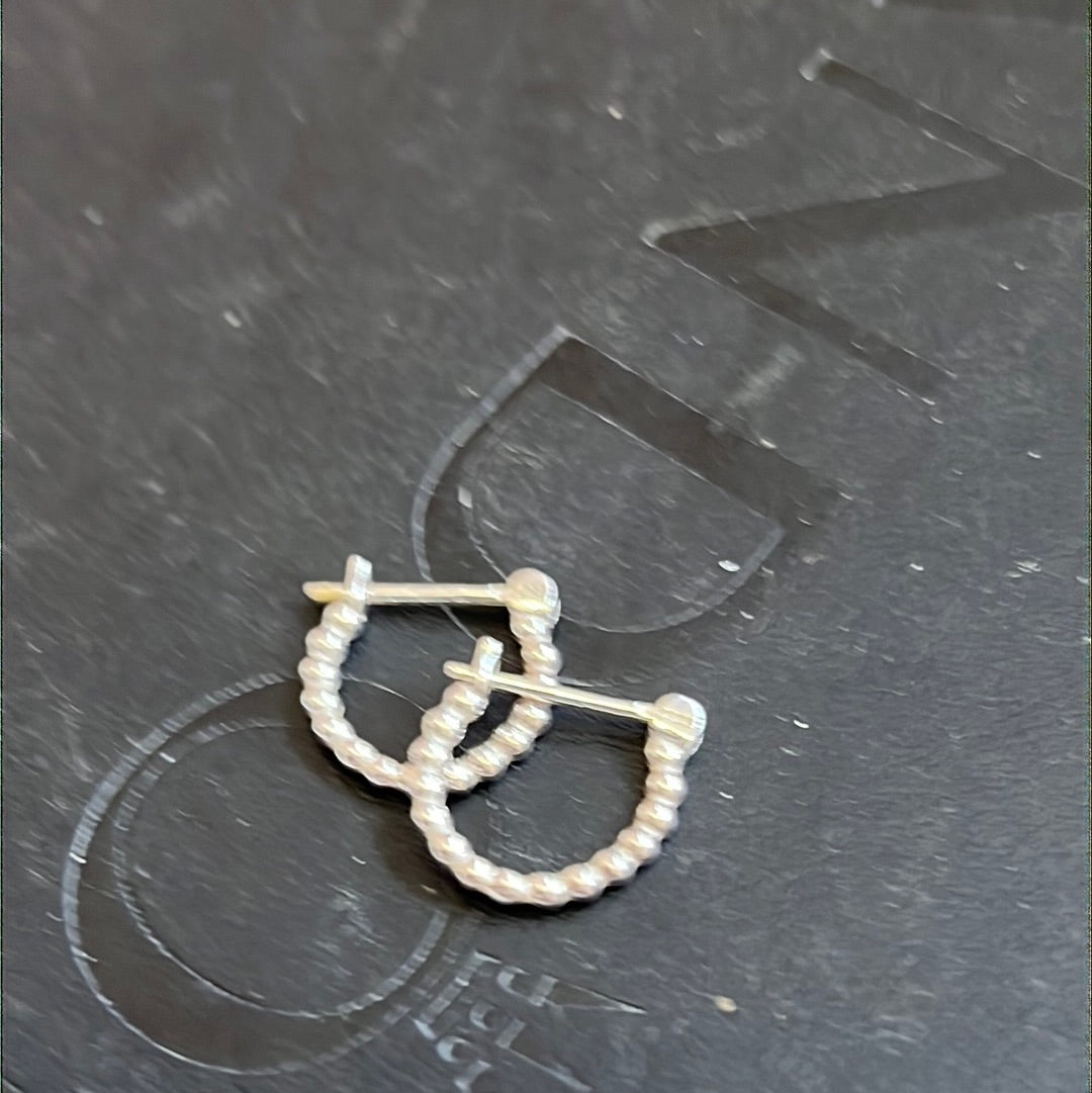 Genuine Pandora Oxidised Beaded Bobble  Hoops Compose