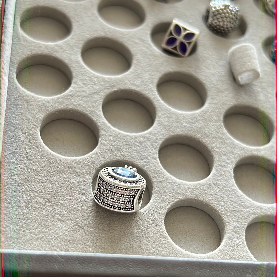 Genuine Pandora Sparkling Blue Crown Pave Charm