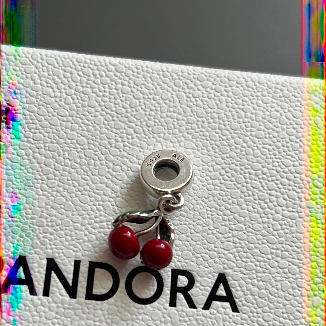 Genuine Pandora New Summer Dangle Enamel Cherry Dangle Charm