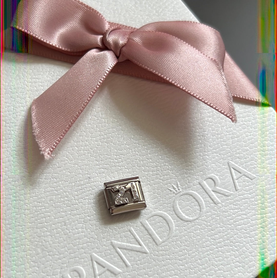 Genuine Nominations Silver Link Charm Pave 21st