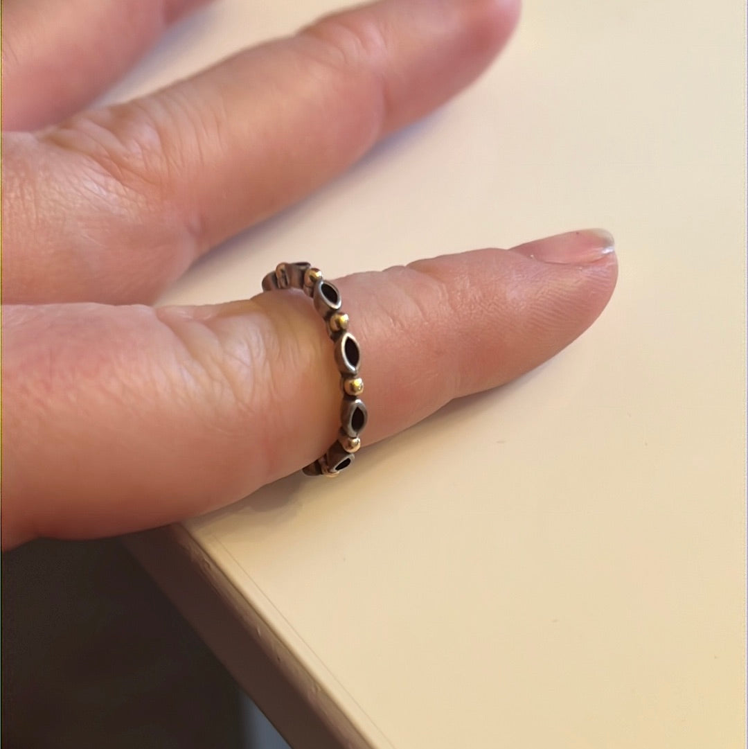 Genuine Pandora Two Tone RARE Gold Dot Oval Openwork Ring Size 56
