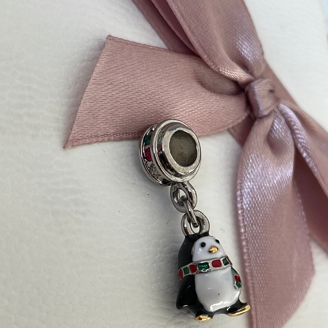Christmas Penguin Enamel With Dangle Charm