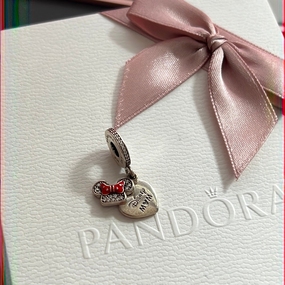 Genuine Pandora Disney Minnie Mouse Disney Mum Dangle Pave Charm