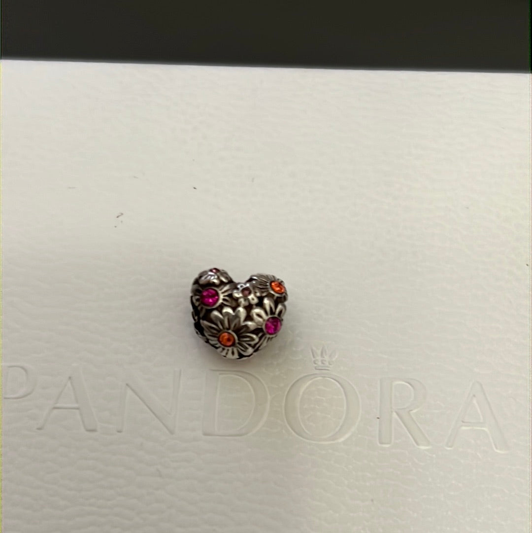Genuine Chamilia heart with Flower Colourful CZ stone