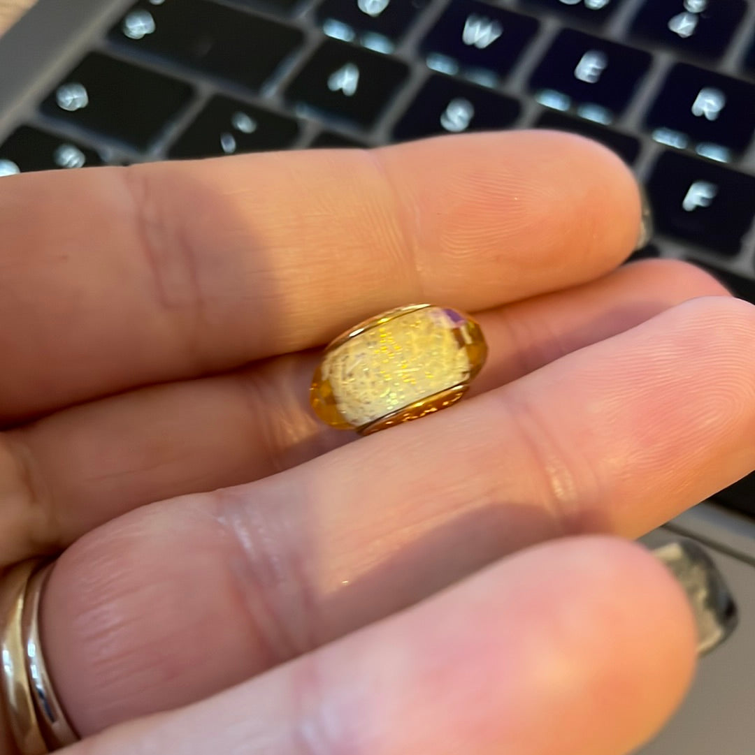 Genuine Pandora Gold Shine Golden Glitter Fleck Faceted Glass Charm