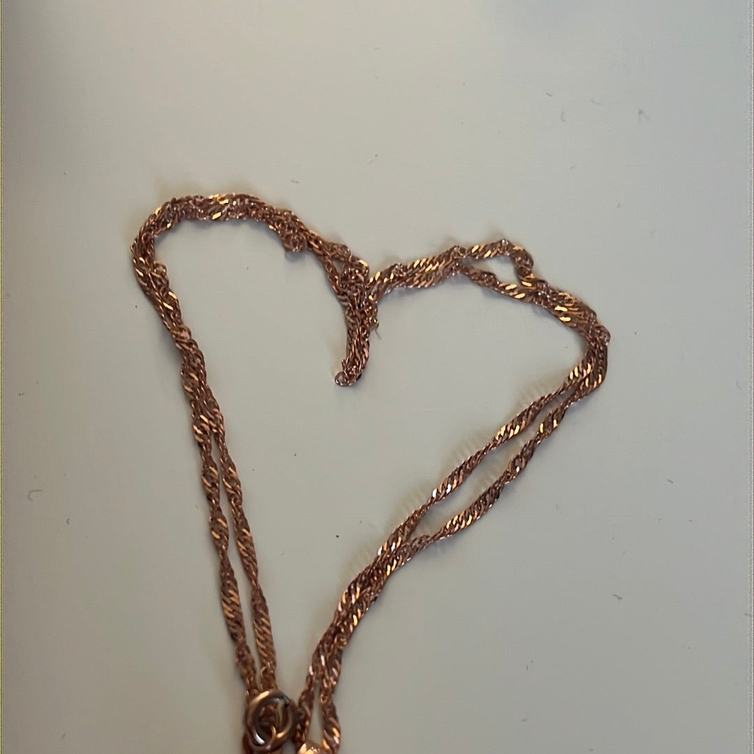 Brand New Unbranded Rose Gold Pave CZ Teardrop Pink Stone Necklace 45cm