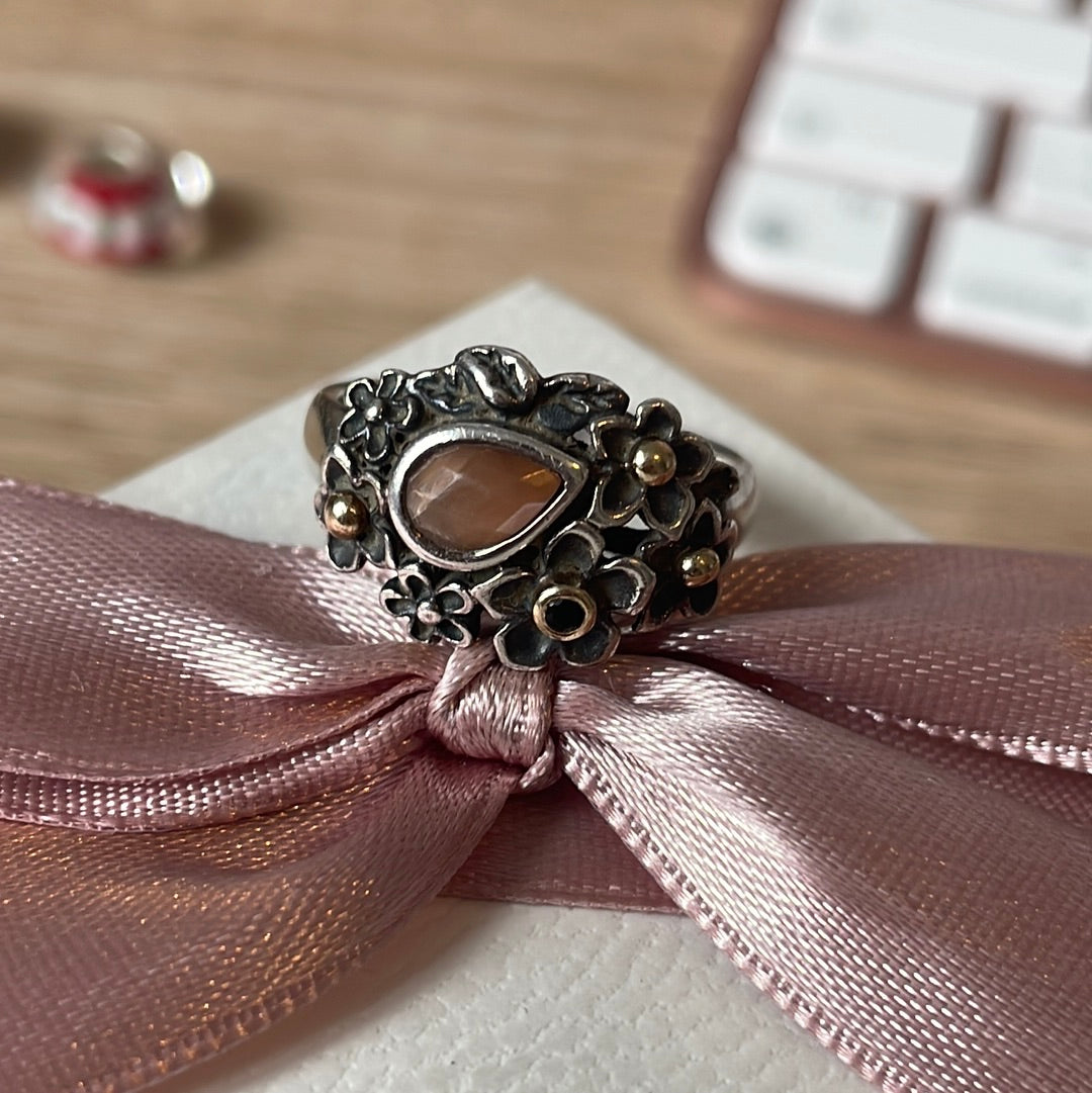 Genuine Pandora Hyper Rare Orange Dew Drops Ring Size 52