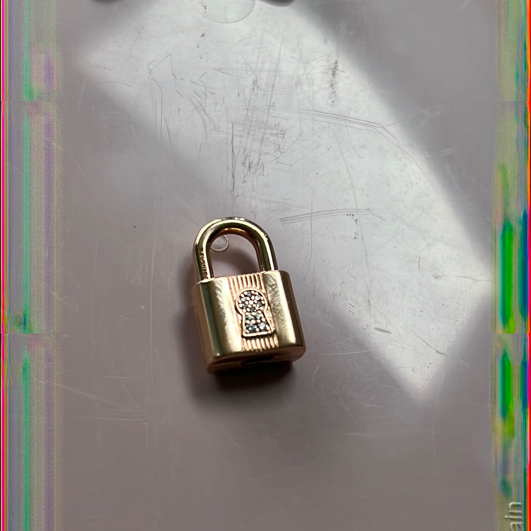 Genuine Pandora Rose Gold Dangle Padlock Heart Charm with Key