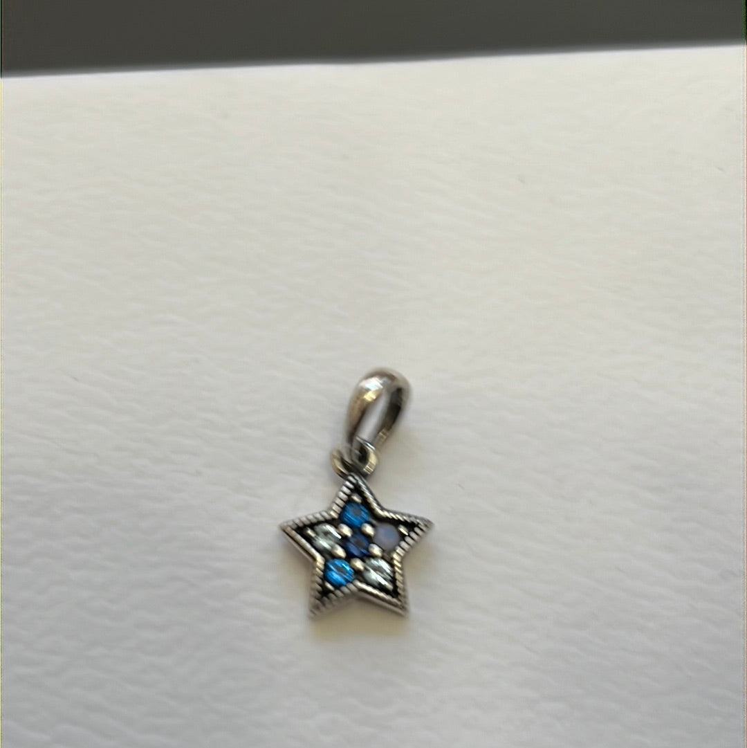 Genuine Pandora Blue Mosaic Bright Star Dangle Charm Beautiful