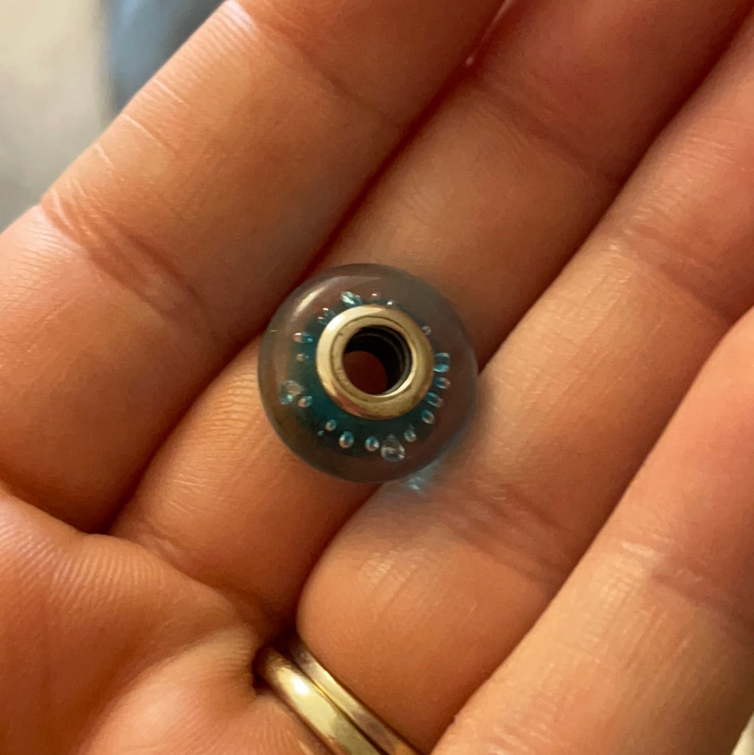 Genuine Pandora Teal Baby Blue Fizzle Murano Charm