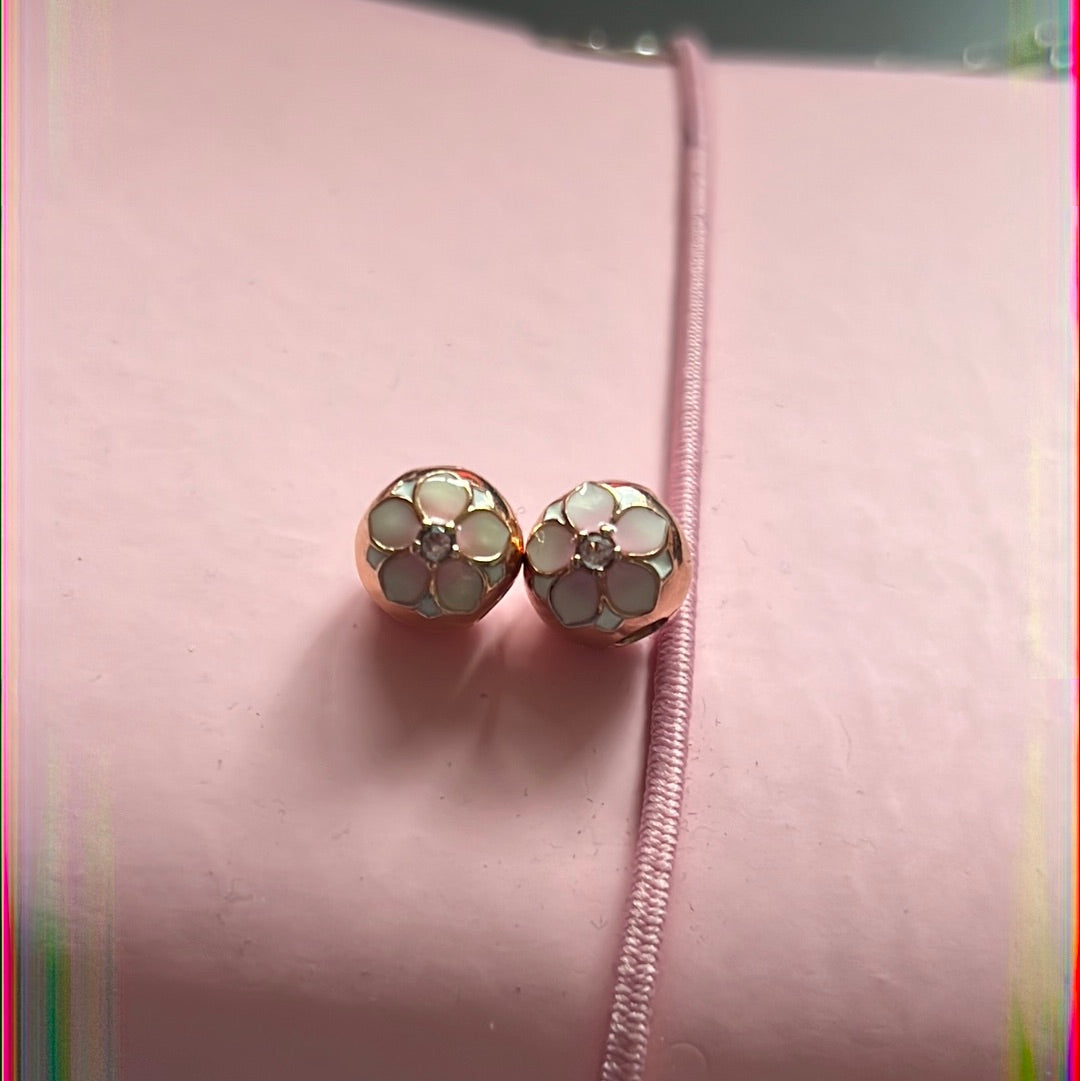 Genuine Pandora Rose Gold Pave Magnolia Bloom Clip x2