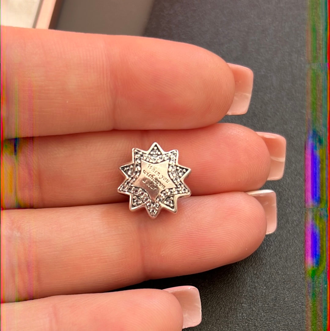 Genuine Pandora Disney Cinderella Pave “When you wish upon a star” Sparkle Charm