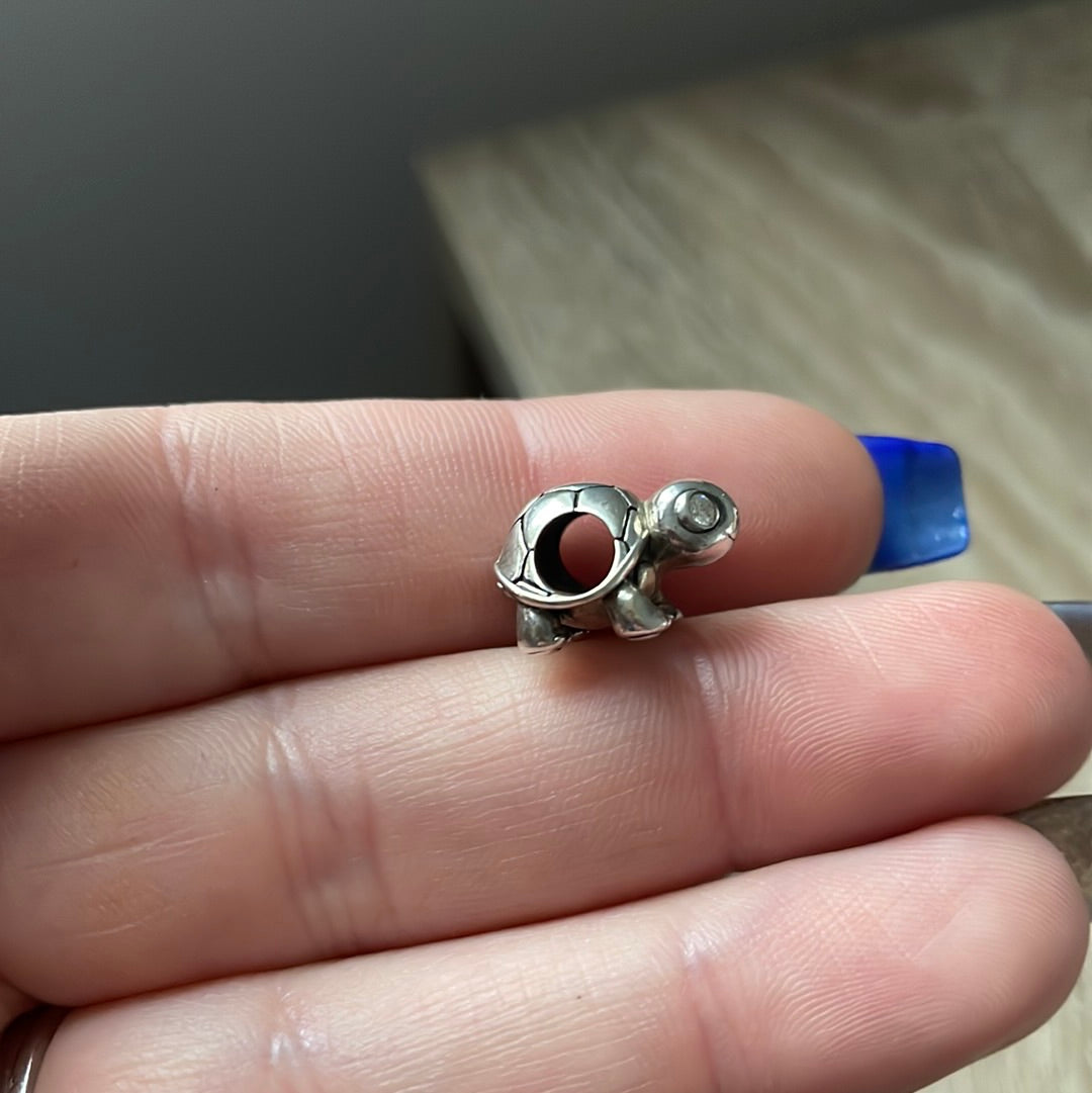 Genuine Pandora Clear Stoned Eyes Turtle Animal Charm