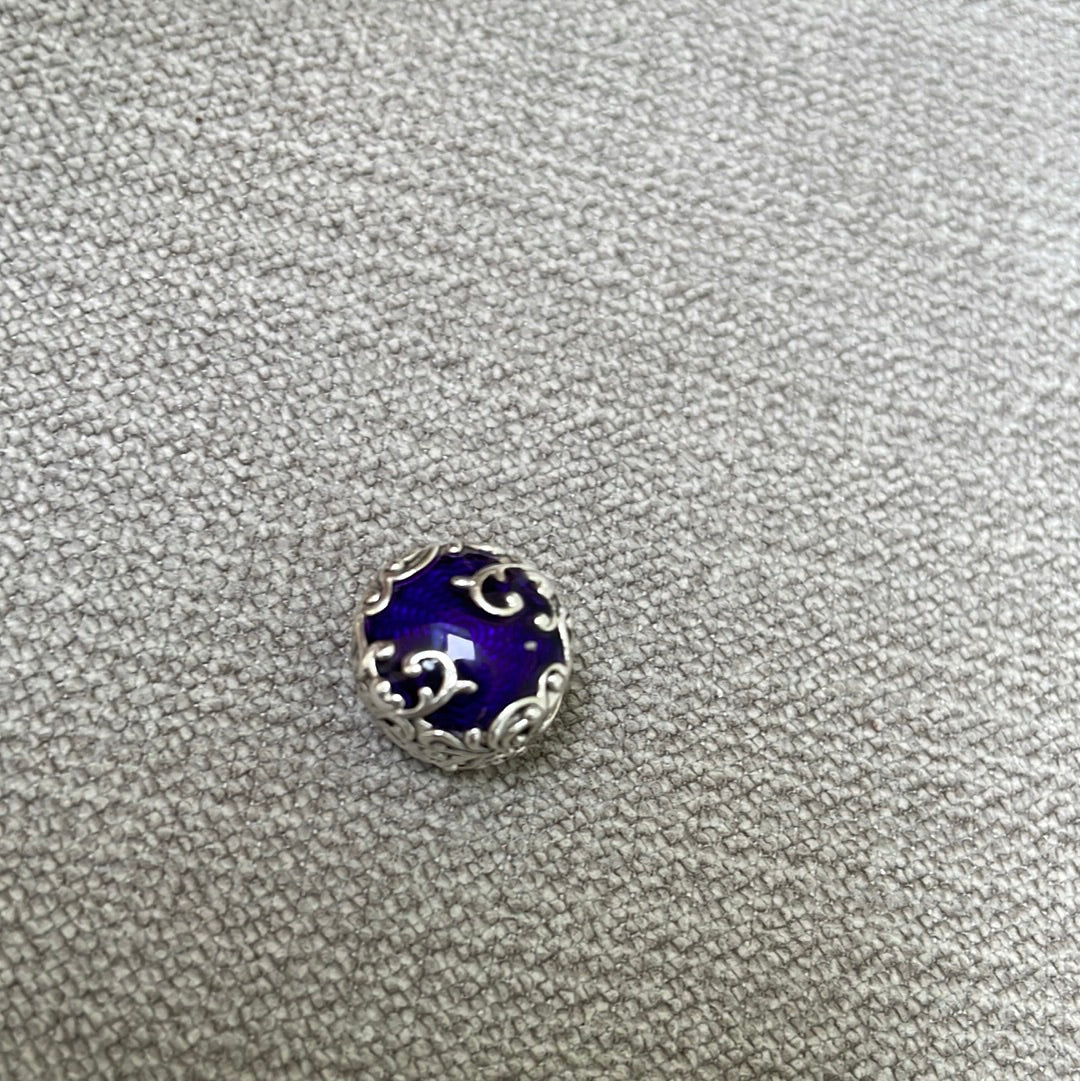 Genuine Pandora Purple Enamel Regal Beauty Openwork