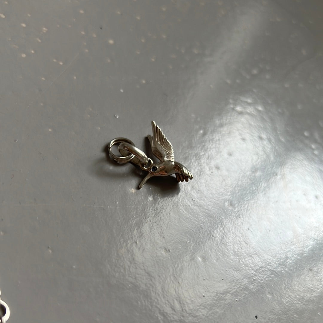 Genuine Links of London Sterling Silver Hummingbird Blue CZ Charm fits on Sweetie Bracelet