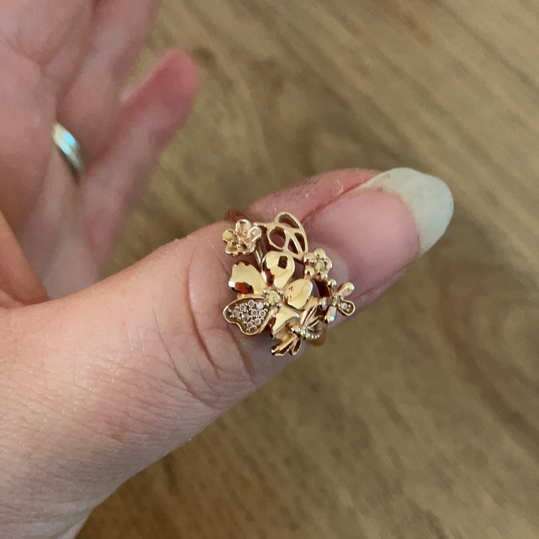 Genuine Pandora Rose Gold Meadow Flowers With Dragonfly Size 56