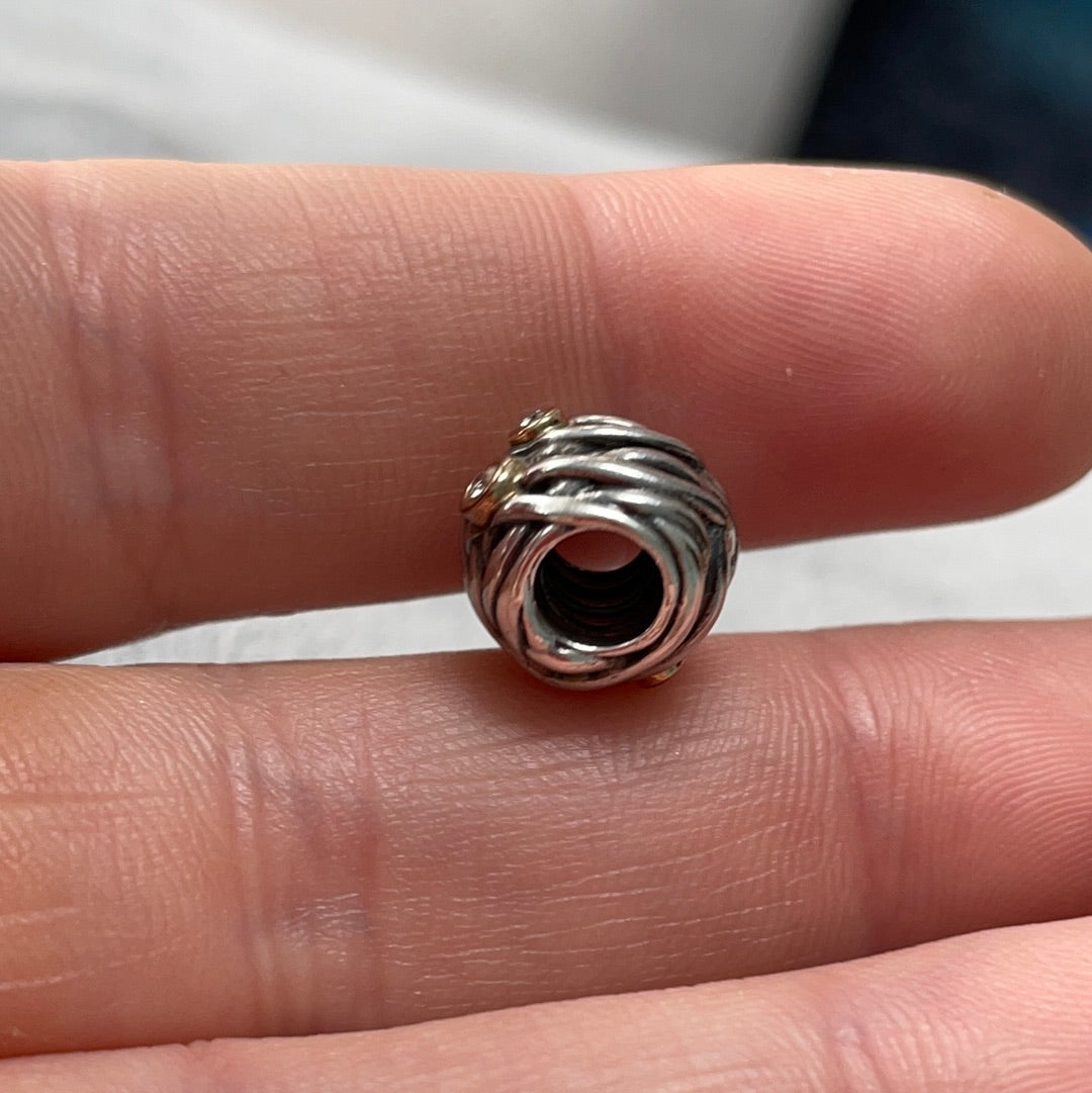 Genuine Pandora Two Tone VERY RARE Woven Together Diamond Charm