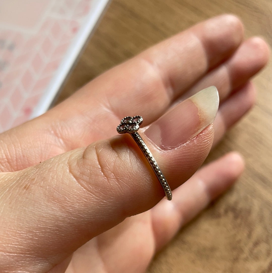 Genuine Pandora Ring Small Flower Clover 4 Petal Ring