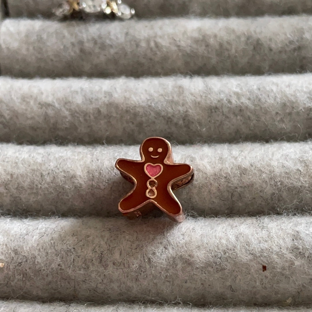Rose Gold Gingerbread Man Christmas Charm Enamel