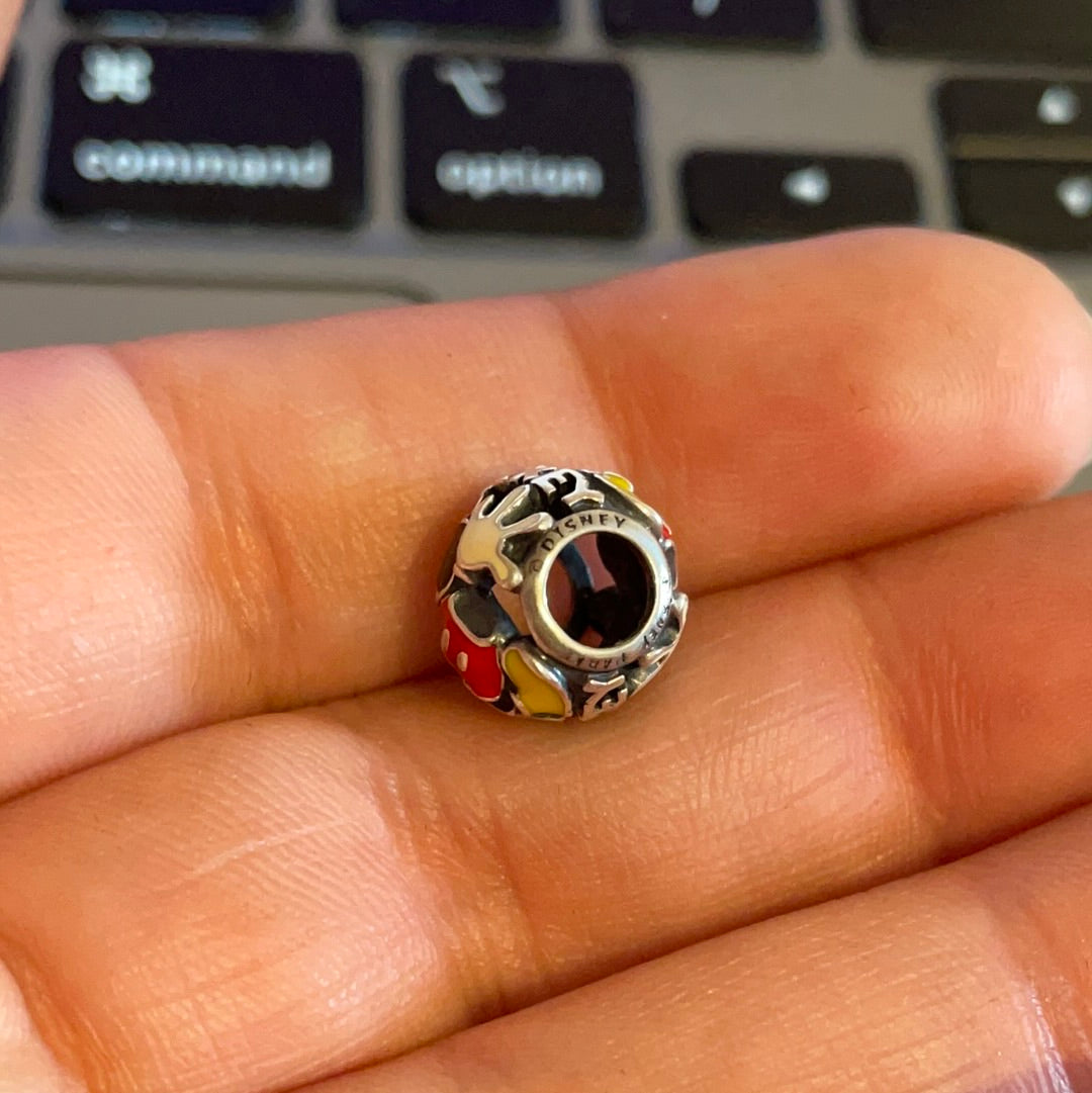 Genuine Pandora Disney Parks Exclusive Enamel Mickey Mania Openwork Charm