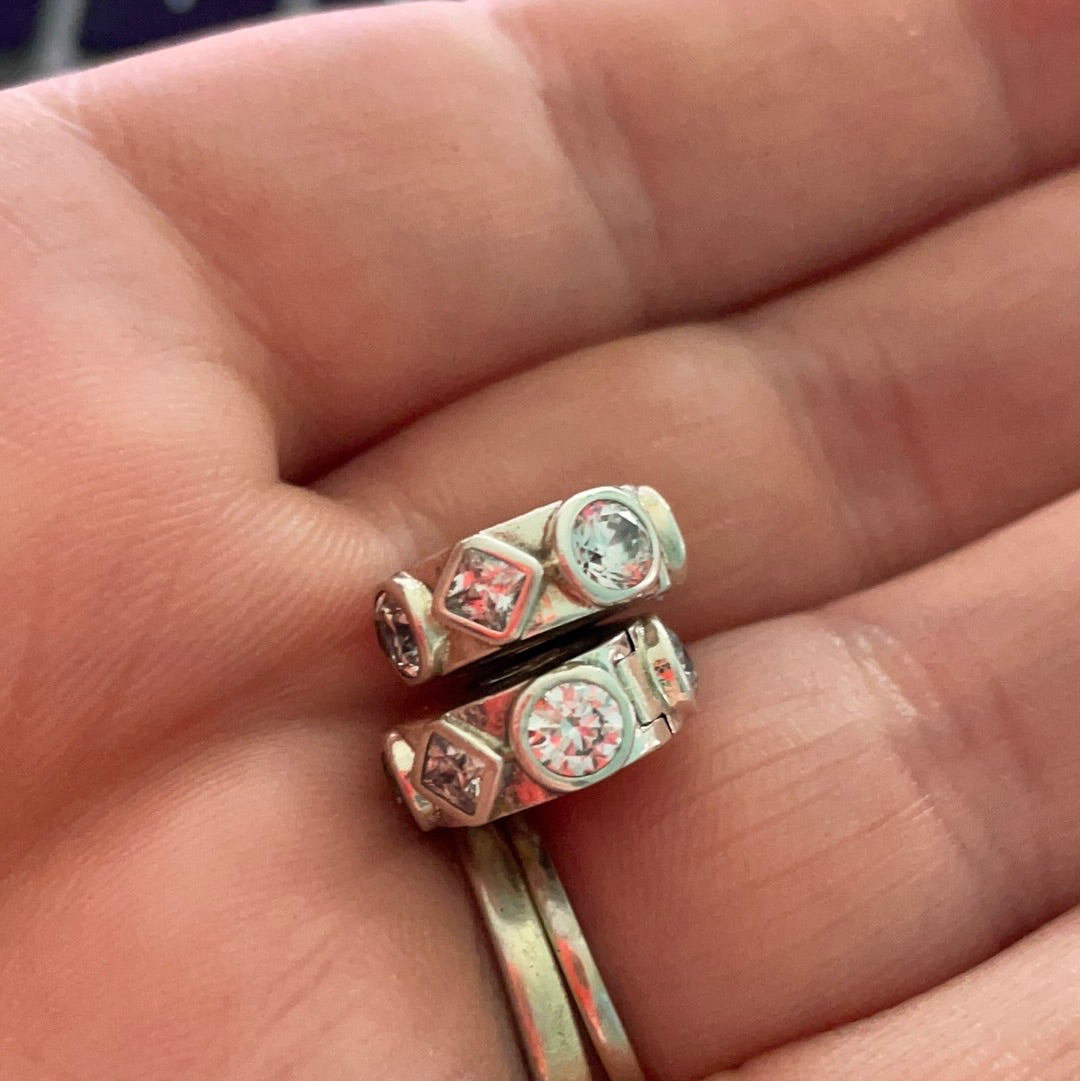 Genuine Pandora Silicone Pave Geometric Shapes Clips x2