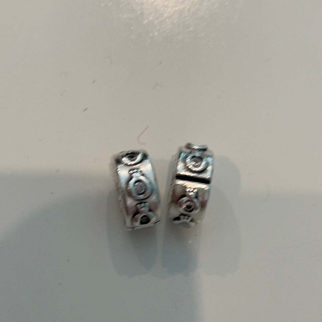 Genuine Pandora Pave Logo Crown CZ Silicone Insert Clip x2