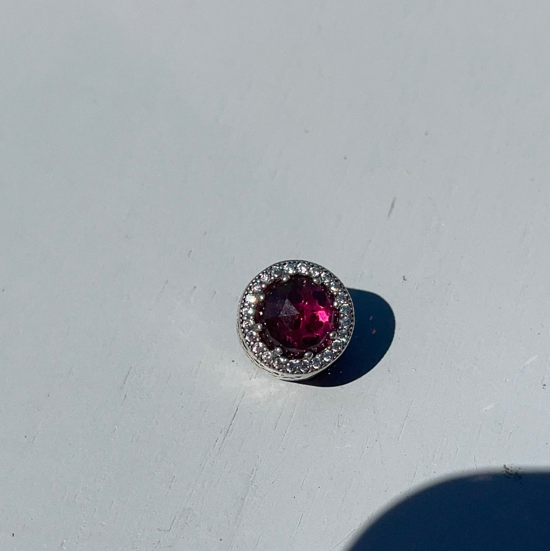 Genuine Pandora Beautiful Cerise Pink/ Red Radiant Heart Charm With Pave Stones