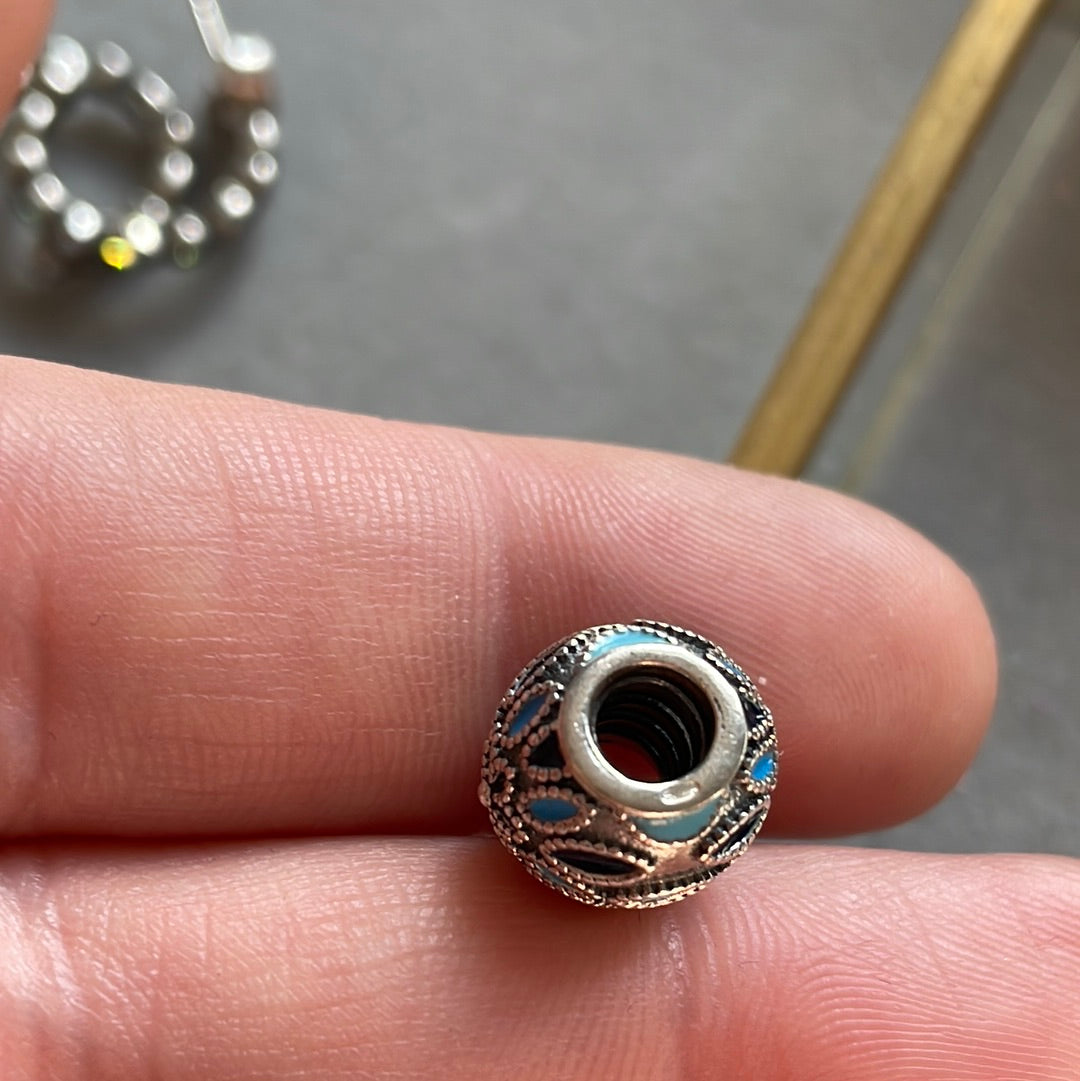 Genuine Pandora Blue Enamel Abstract Petal Flower Charm