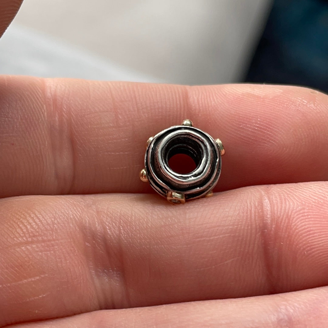 Genuine Pandora Two Tone Diamond Ripple Twinkle HTF  Charm