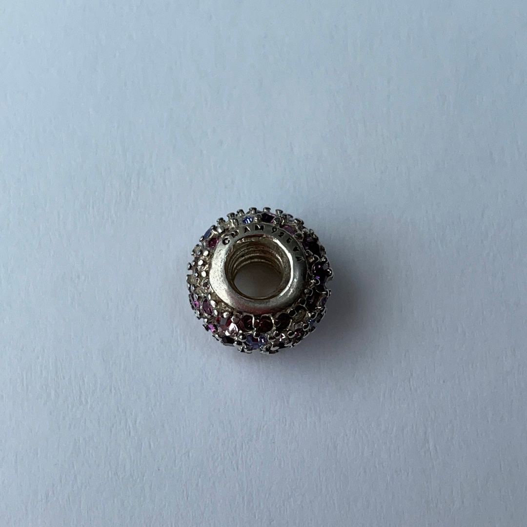 Genuine Chamilia Purple and Pink Sparkle Pave Charm