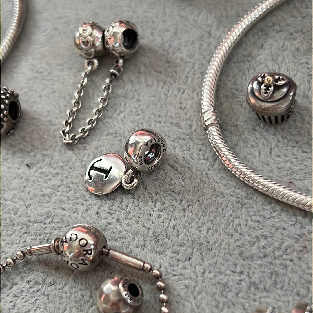 Genuine Pandora Rare Two Tone Disney Cruise Liner Enamel Anchor Dangle Charm HTF