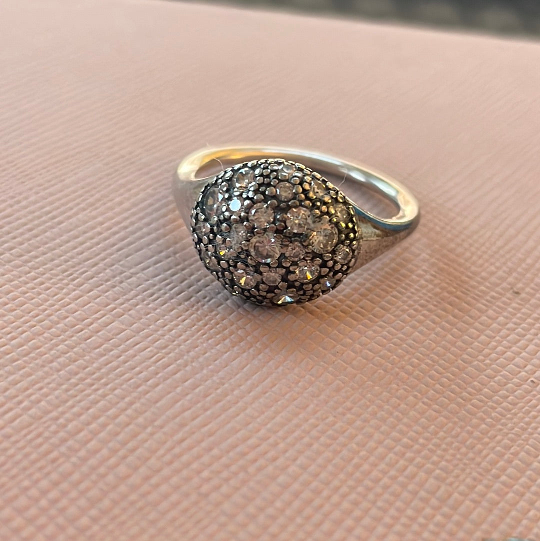 Genuine Pandora Retired Oxidised Pave Ring Size 48